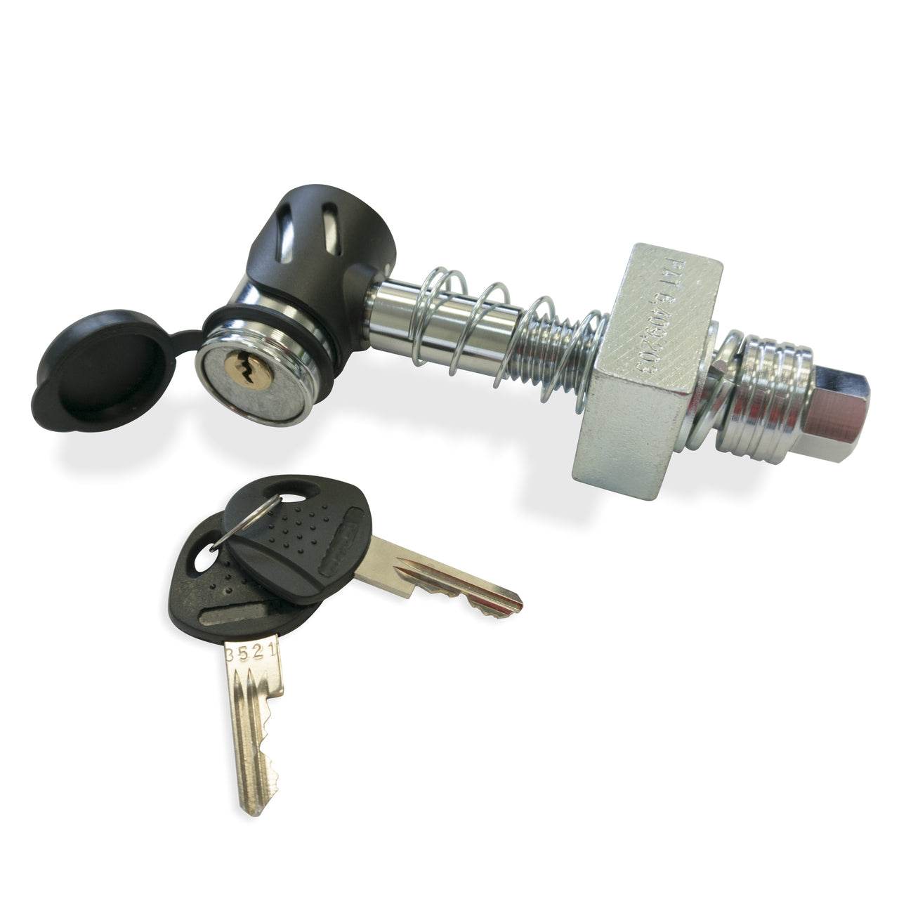 Silent Hitch Pin With Right Angle Barrel Lock