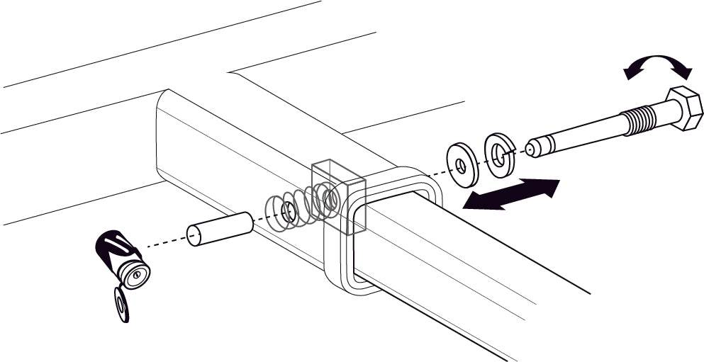 Locking Silent Hitch Pin Installation Line Art