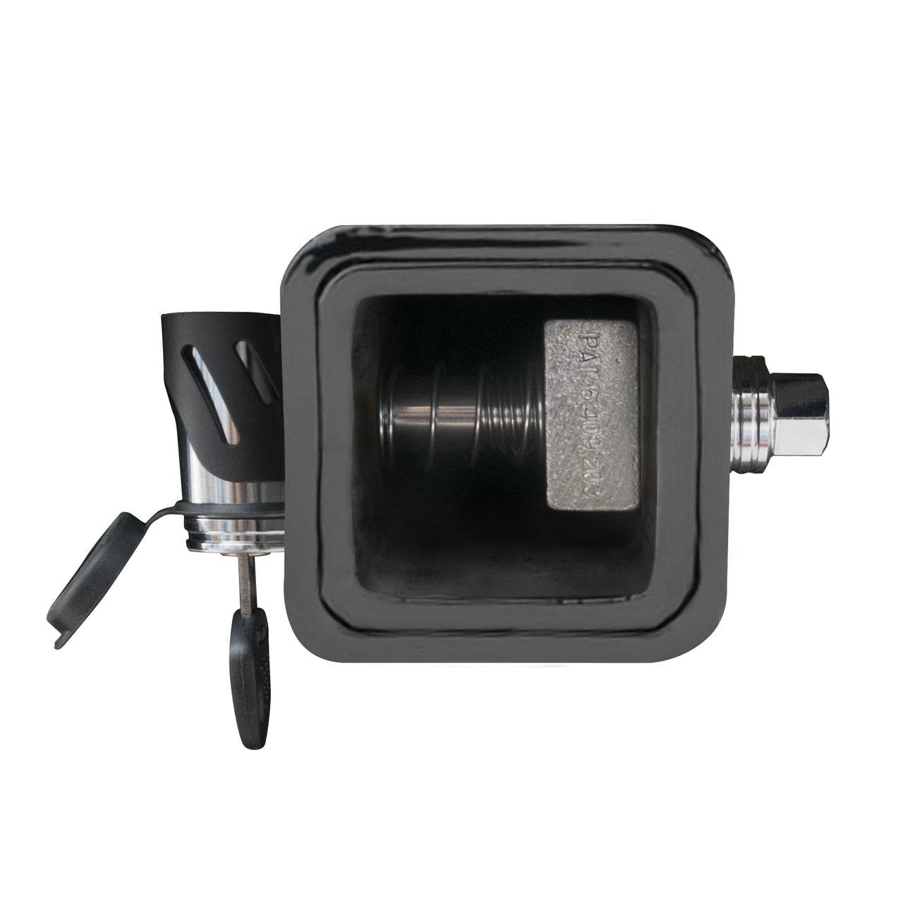 Silent Hitch Pin With Key In Hitch Receiver Cross Section