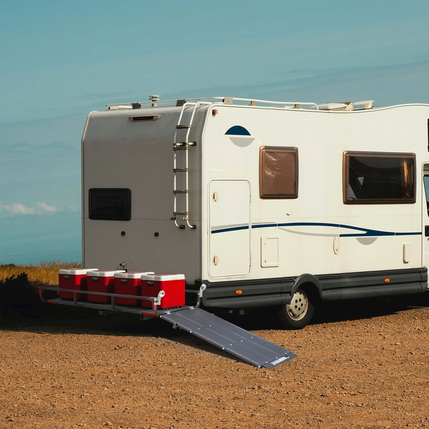 GearCage Hitch Rack on Motorized RV