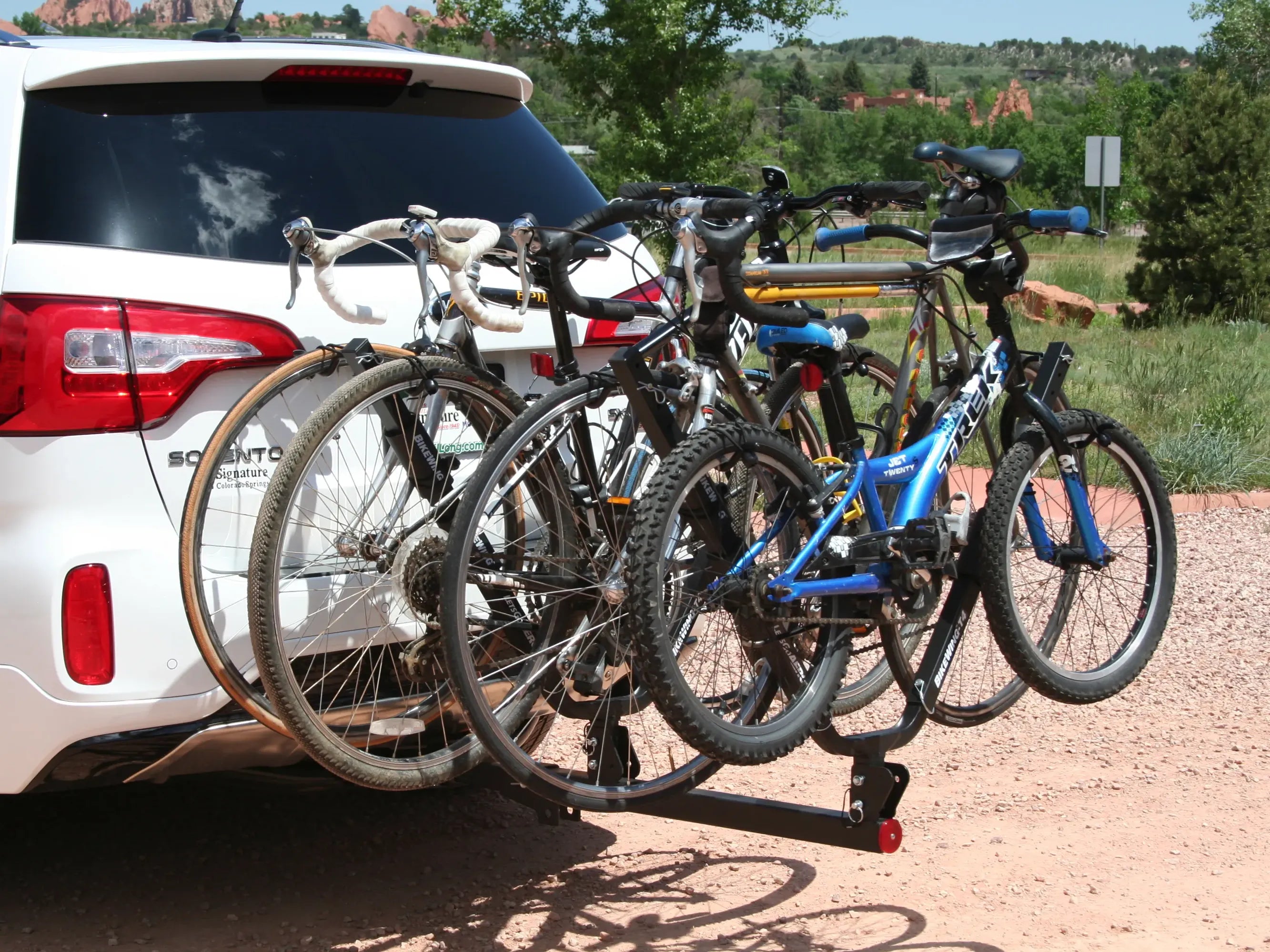 Innovative Tilt and Fold Four Bike Rack Does It For All