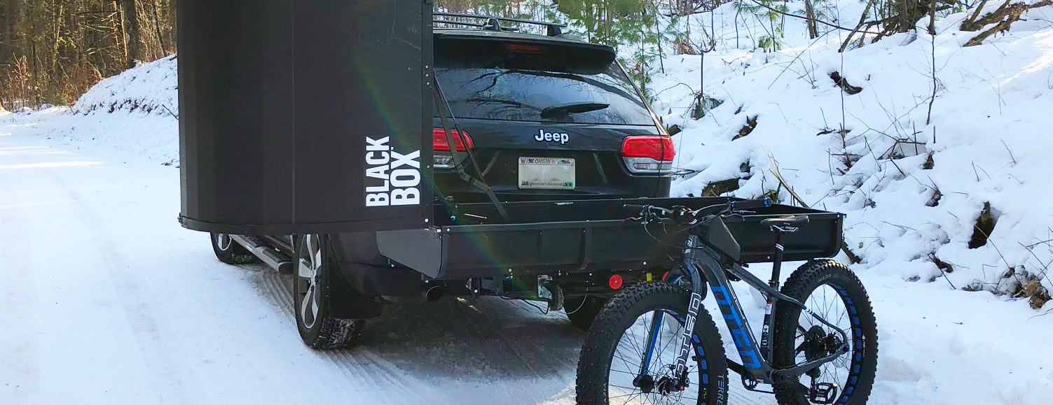 Black Box Enclosed Carrier with Large Downhill Bikes