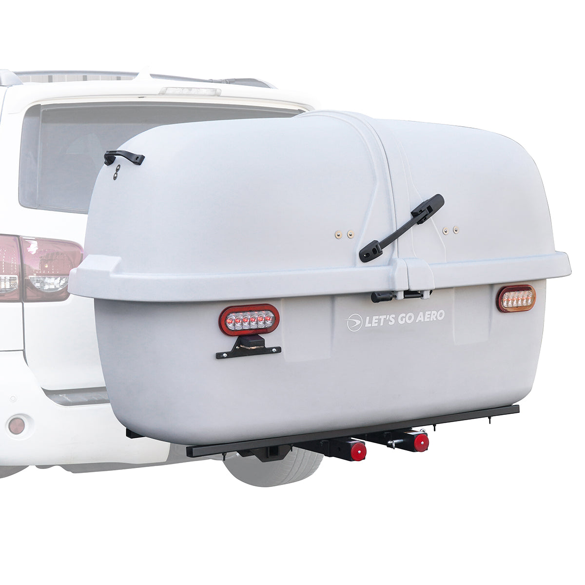 GearSpace 34 Enclosed Cargo Hitch Carrier, Light Gray – Let's Go Aero