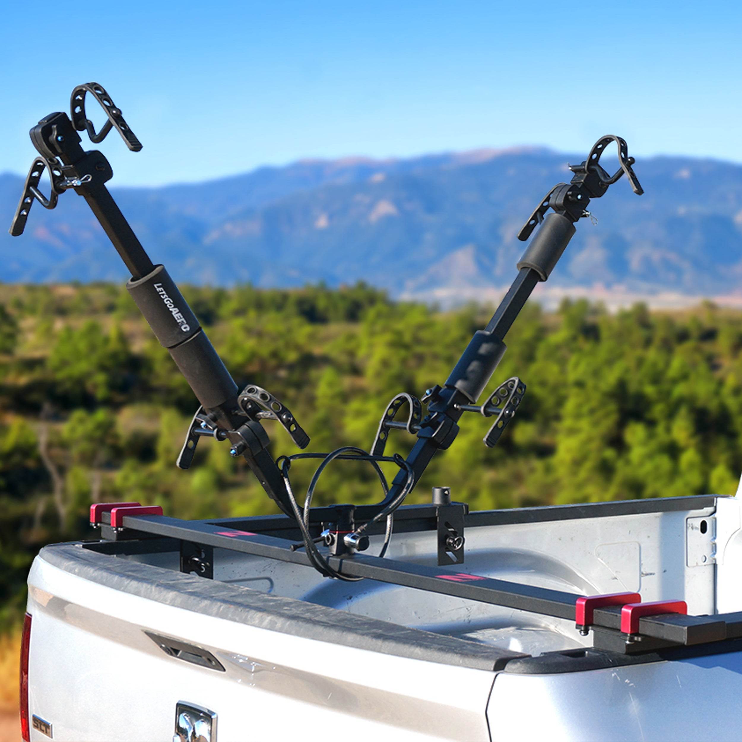 Three-Quarter Nelson 2-Bike Expandable Truck Bed Carrier - Let's Go Aero