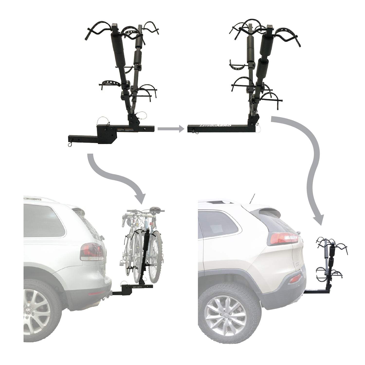 BikeWing V4 - Folding Tilt Up 2+2 Four Bike Hitch Rack