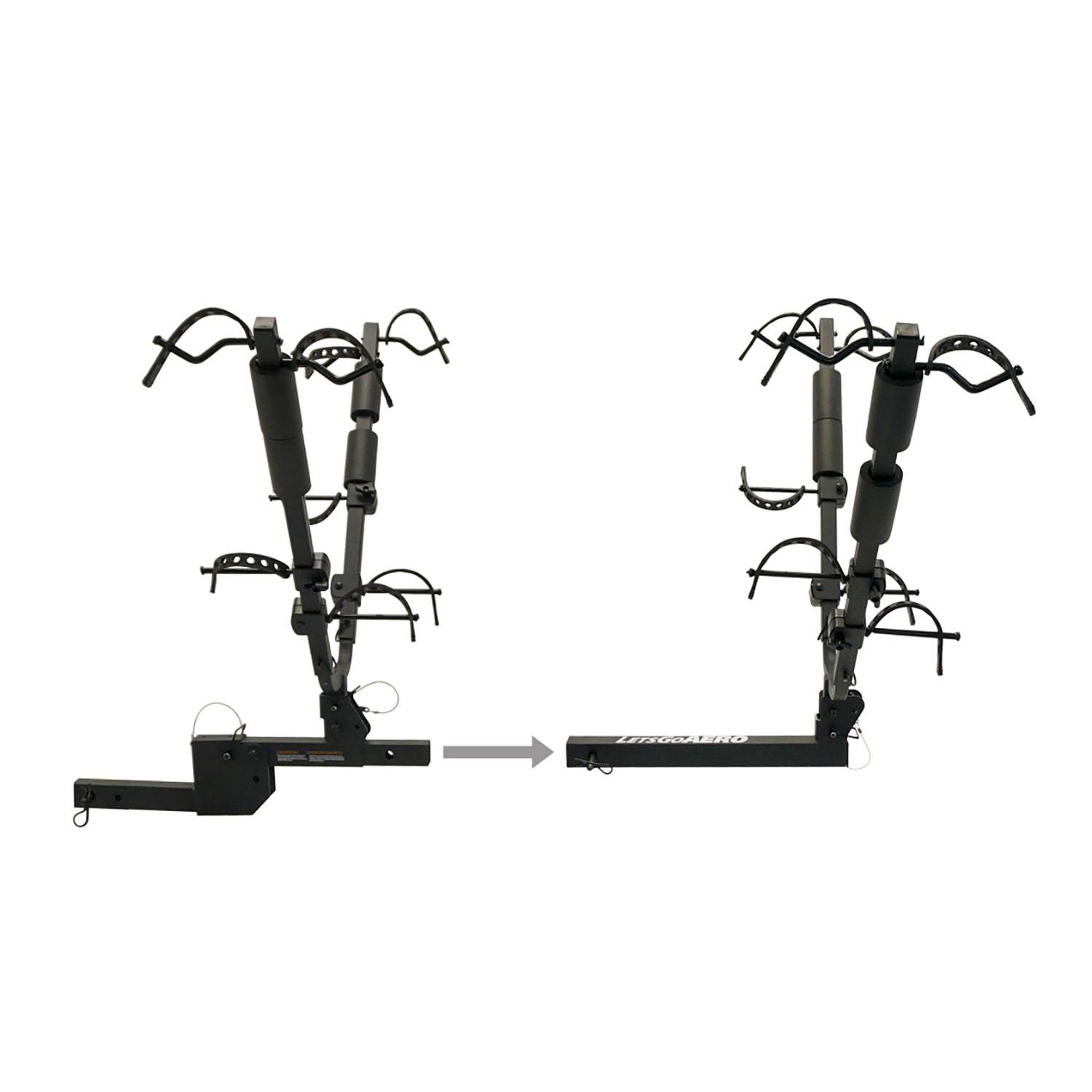 BikeWing V4 - Folding Tilt Up 2+2 Four Bike Hitch Rack - Let's Go Aero