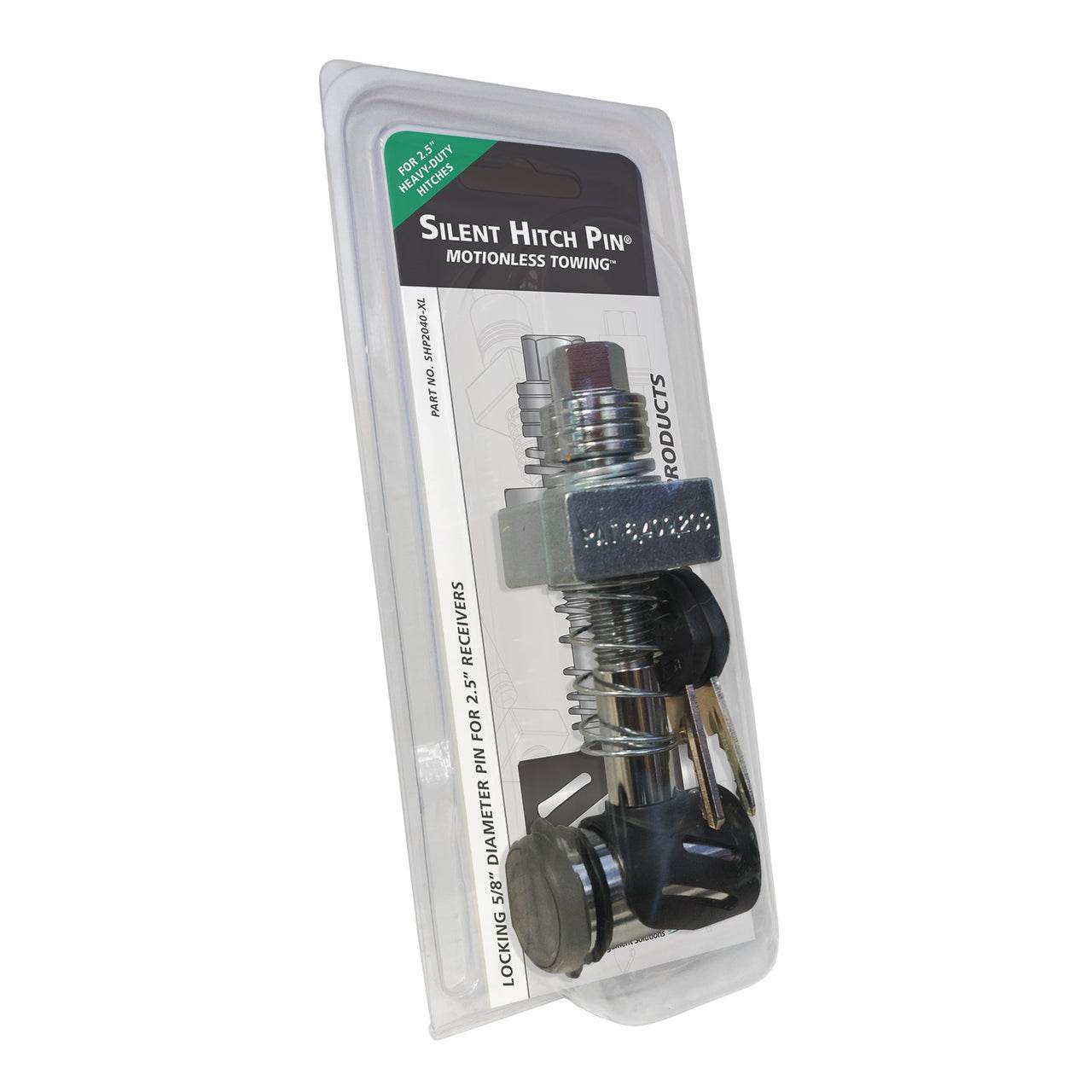 Silent Hitch Pin®: 5/8'' Press-On Locking Anti-Rattle for 2.5'' Hitches