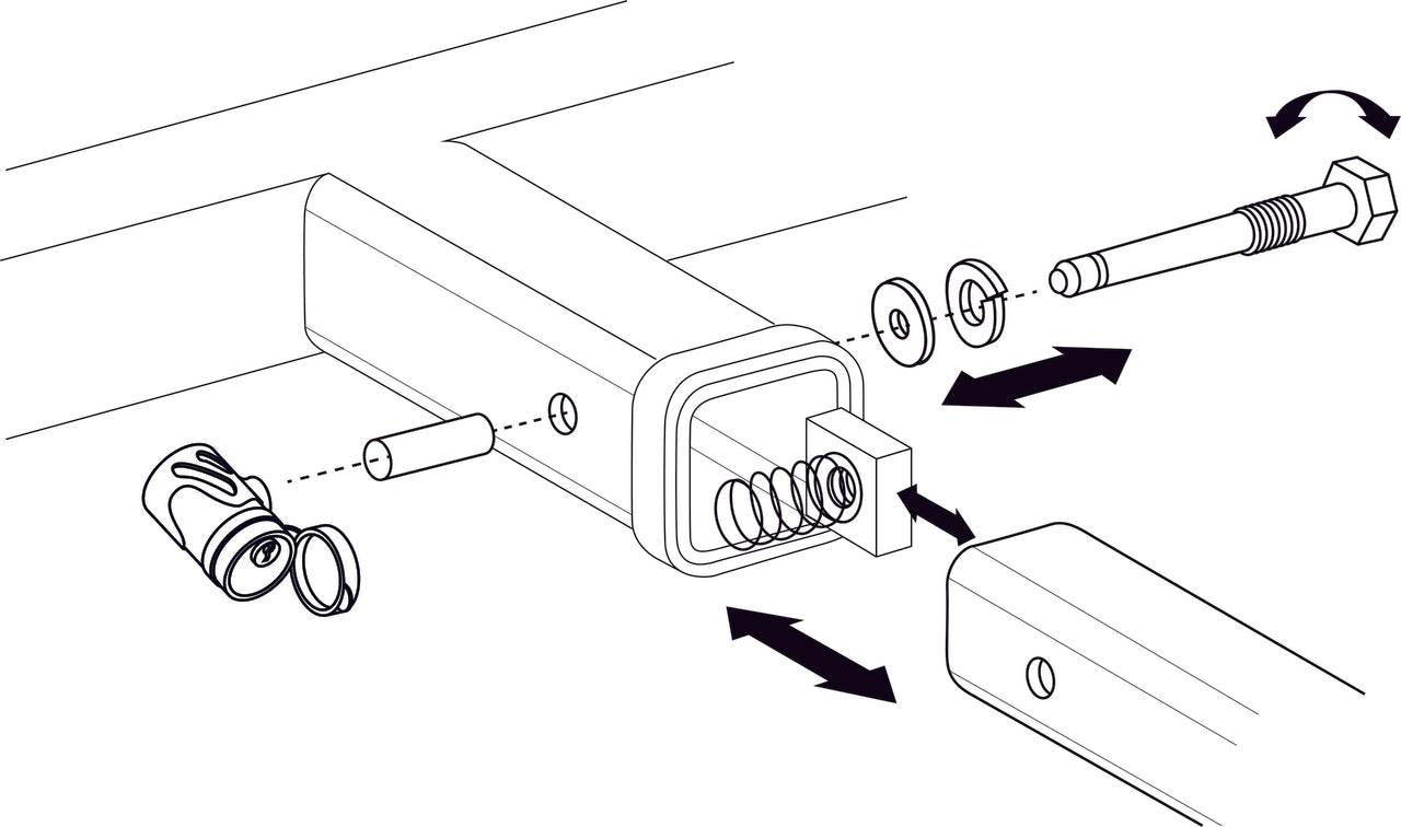 Silent Hitch Pin®: 5/8'' Press-On Locking Anti-Rattle for 2.5'' Hitches